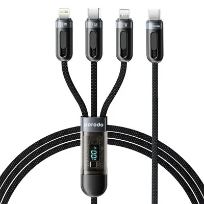 Porodo Multi-Connector Type-C Fast Charging Display Cable Lightning 1.2M